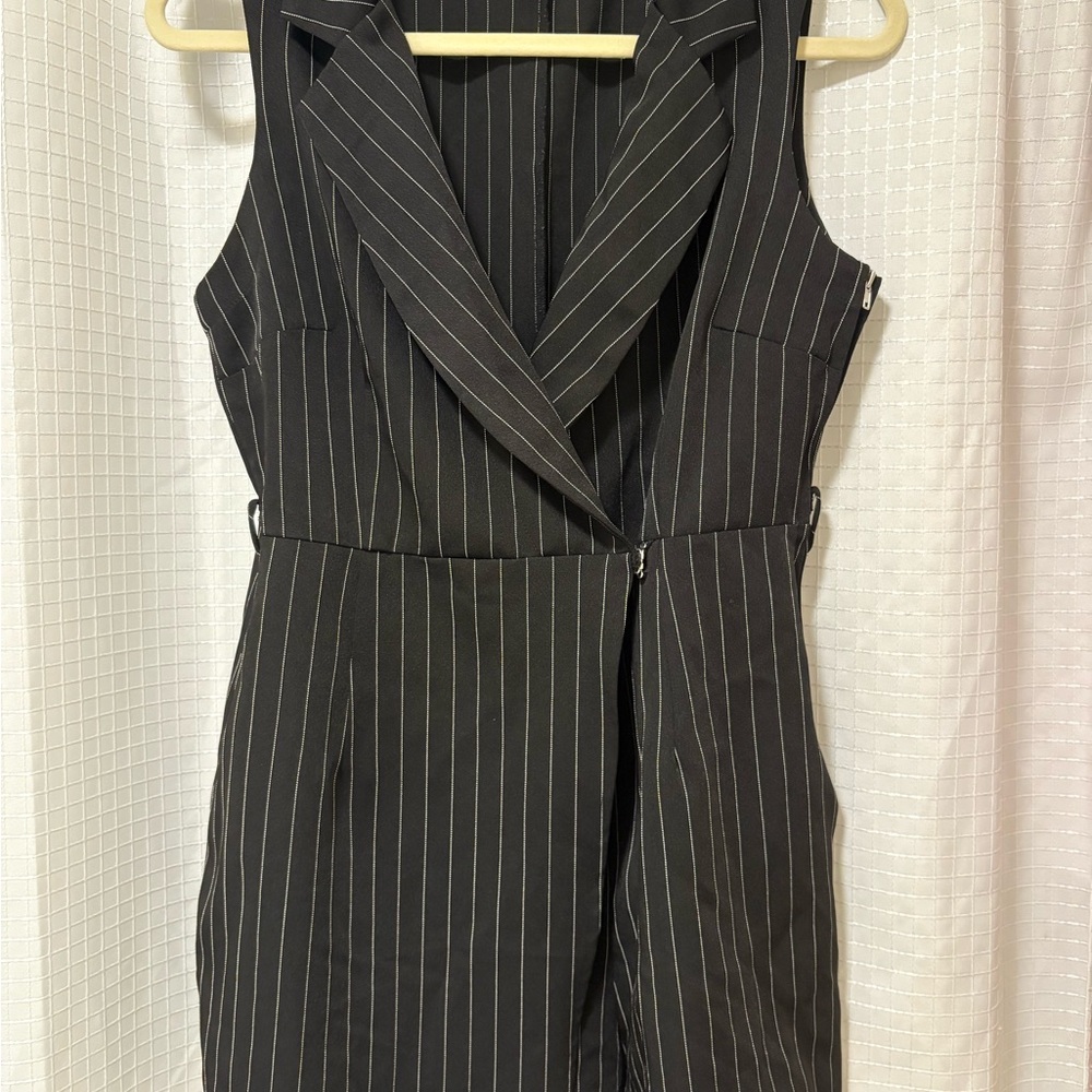 Black Pinstripe Romper